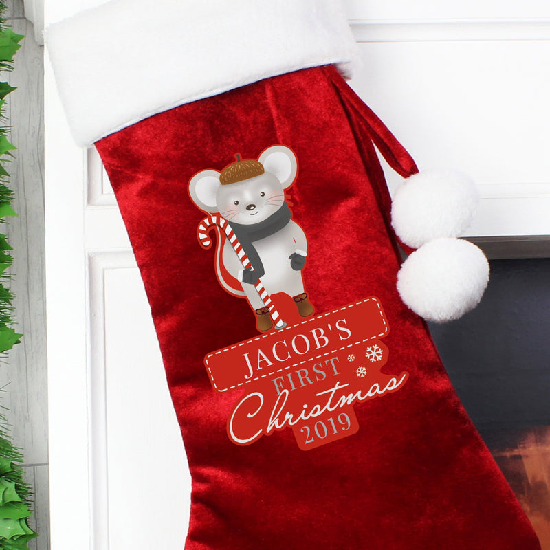 Personalised '1st Christmas' Mouse Stocking - PureEssenceGreetings 