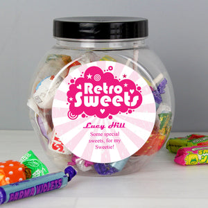 Personalised Retro Pink Sweet Jar - PureEssenceGreetings 