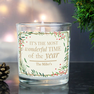 Personalised 'Wonderful Time of The Year' Christmas Scented Jar Candle - PureEssenceGreetings 