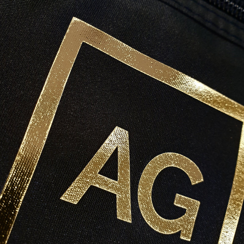 Personalised Gold Initials Black Wash Bag - PureEssenceGreetings