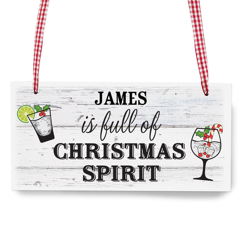 Personalised Christmas Spirit Wooden Sign