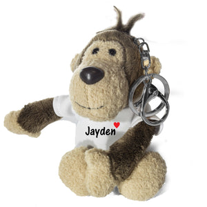 Personalised Monkey Keyring ~ Soft Toy Keyring, Bag Charm PureEssenceGreetings