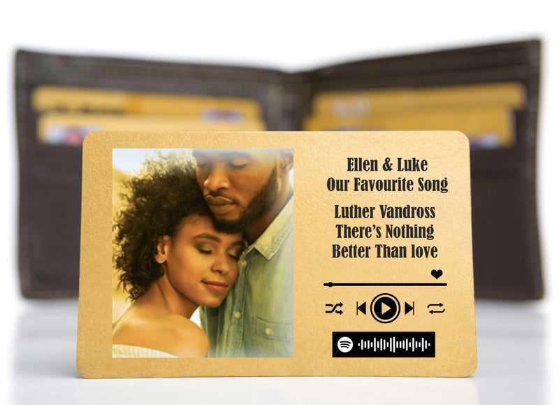 Personalised Photo Wallet Card with Spotify Code PureEssenceGreetings