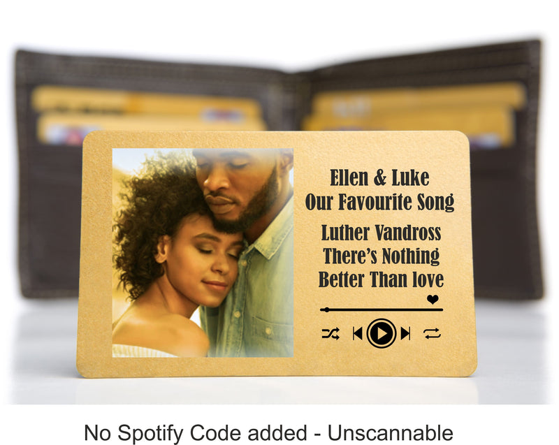 Personalised Photo Wallet Card with Spotify Code PureEssenceGreetings