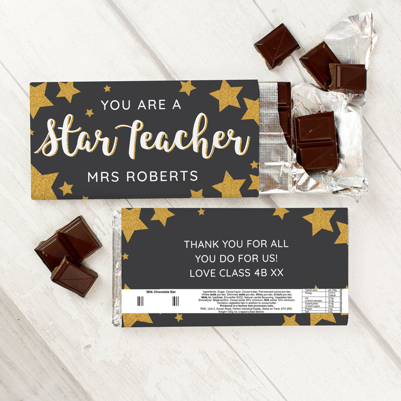 Personalised You Are A Star Teacher Milk Chocolate Bar PureEssenceGreetings