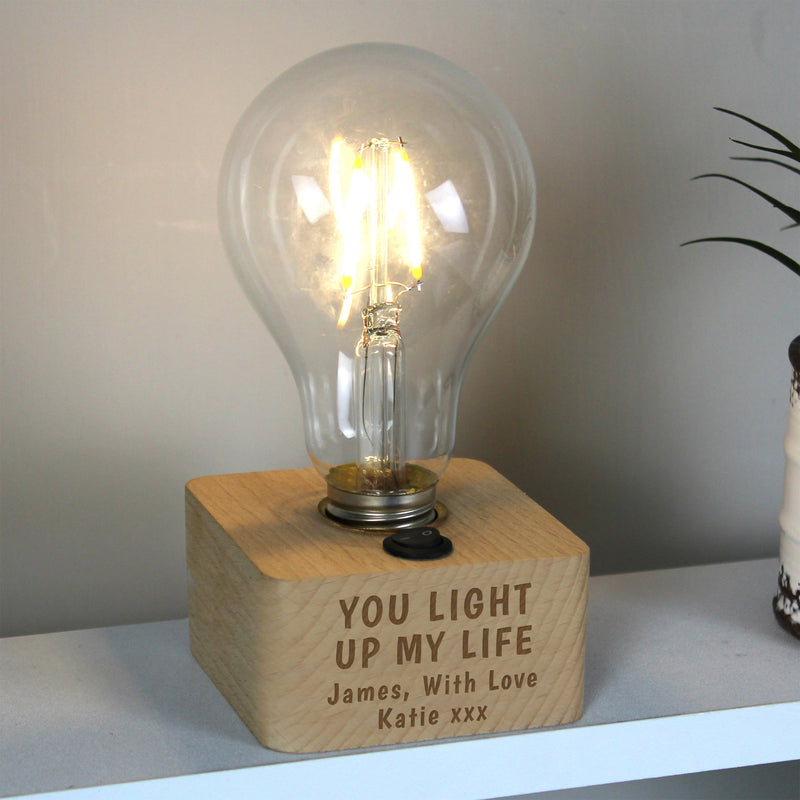 "You Light Up My Life" Bulb Table Personalised LED Lamp (on its own) | PEGGY