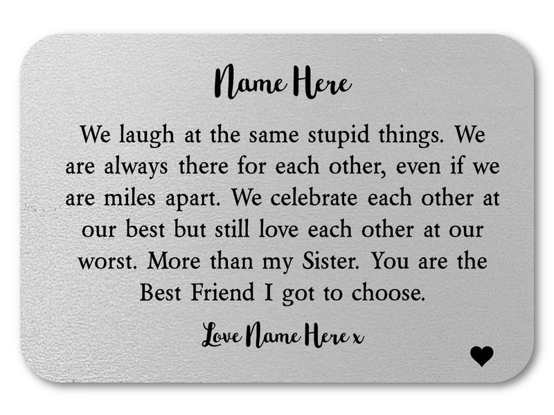 Sister Personalised Keepsake Mini Cards - More Than/Sister - PureEssenceGreetings
