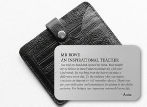 Teacher Wallet Card | Thank You PureEssenceGreetings