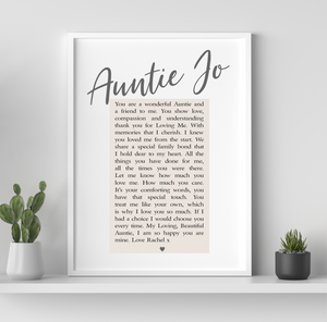 Auntie Personalised Framed Verse PureEssenceGreetings