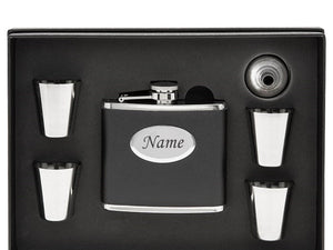 Personalised Black Hip Flask - Own Text - PureEssenceGreetings