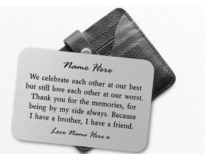 Brother and Friends Personalised Keepsake Wallet Card - PureEssenceGreetings