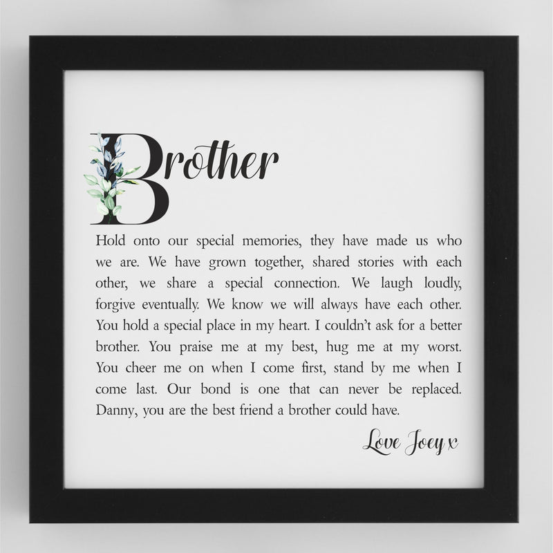 Brother Personalised Framed Poem PureEssenceGreetings