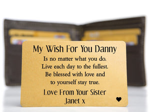 Personalised Brother Keepsake Mini Card - Brother Wish - PureEssenceGreetings 