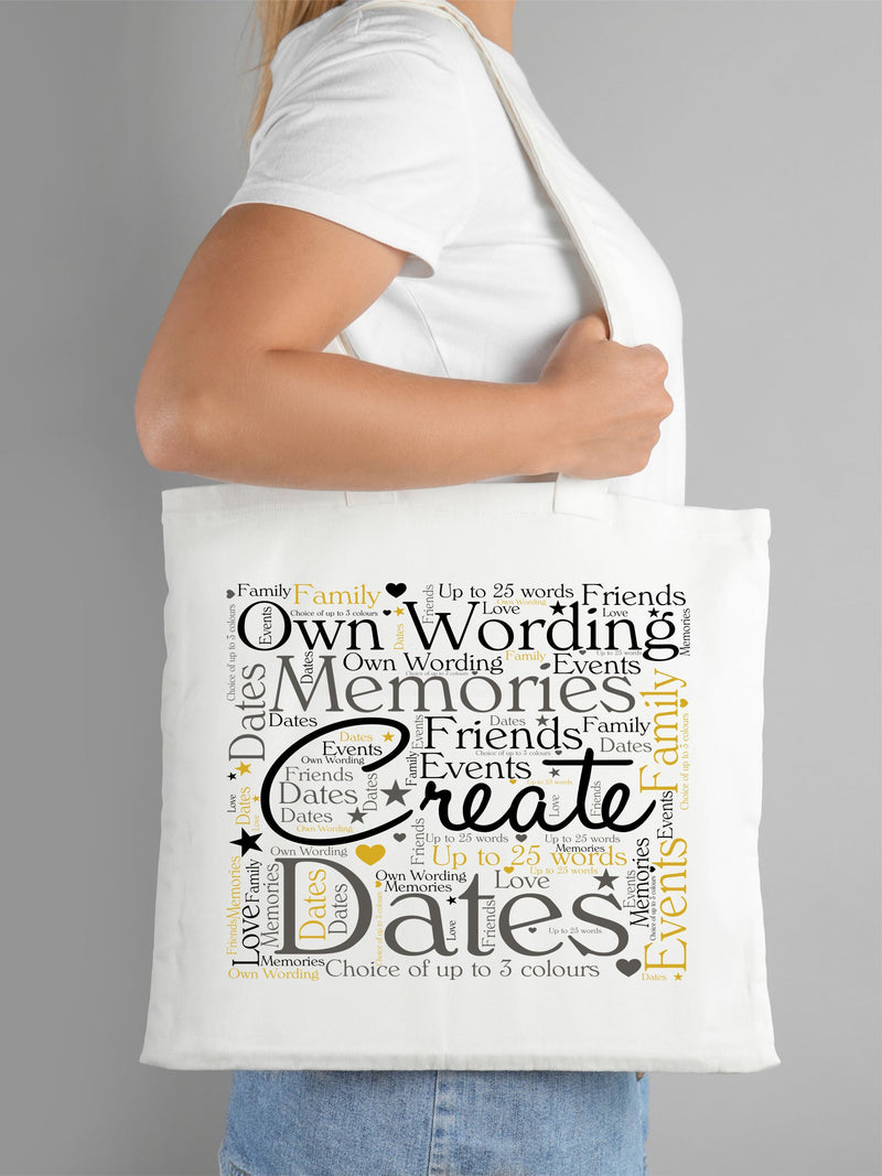 Personalised Word Art Tote Bag | Own Text - PureEssenceGreetings
