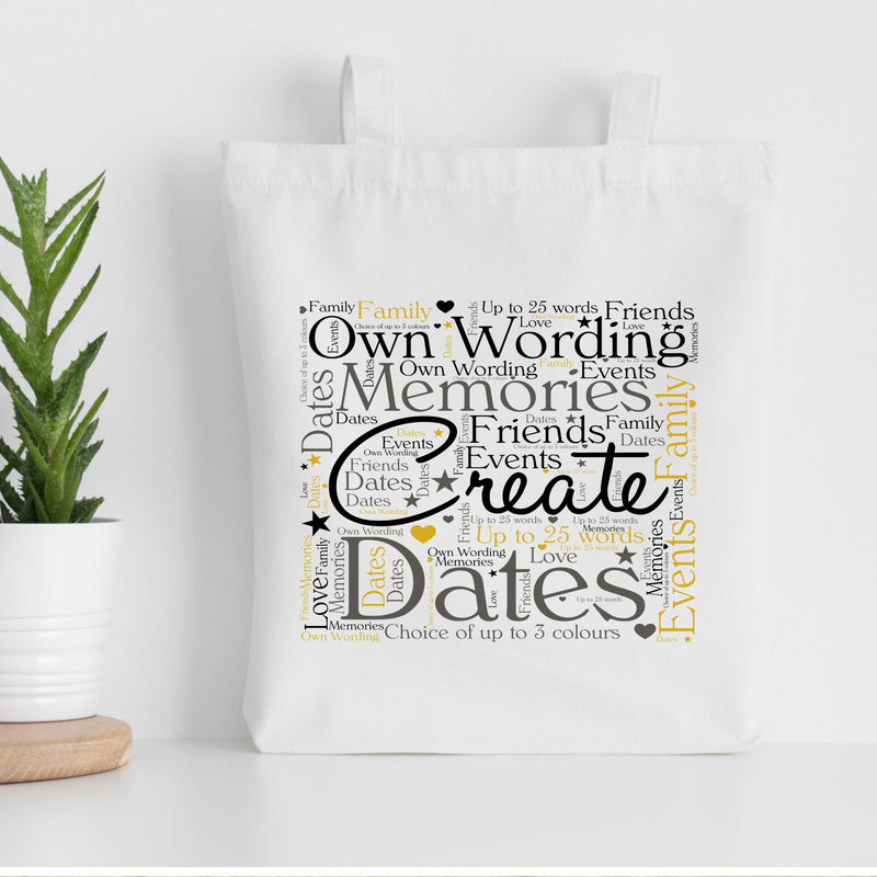 Personalised Word Art Tote Bag - Own Text - Pure Essence Greetings 