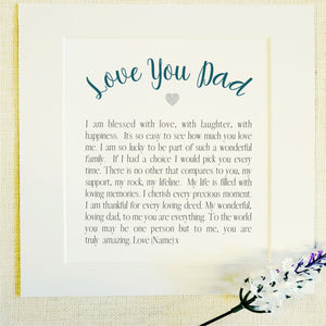 Dad Personalised Keepsake Card PureEssenceGreetings