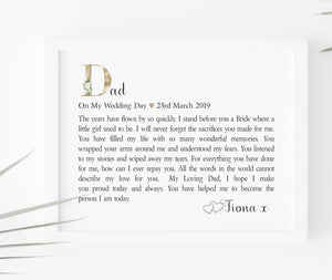 Father of The Bride Personalised Wedding Poem PureEssenceGreetings