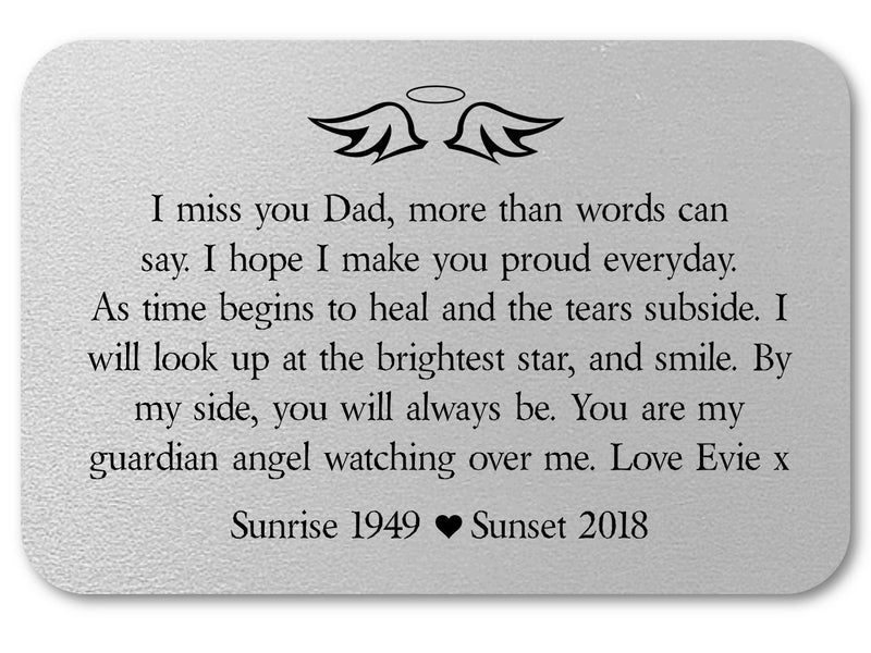 Dad Remembrance Personalised Wallet Card | Guardian Angel - Pure Essence Greetings