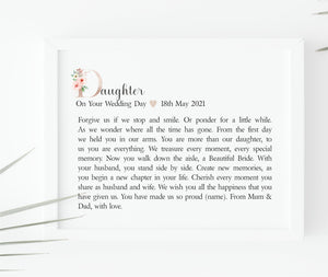 Daughter Wedding Day Poem Letter & Heart Set PureEssenceGreetings