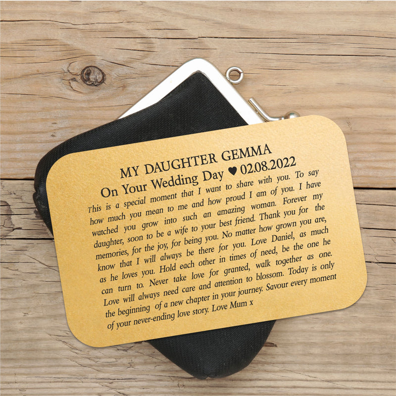 Daughter On Your Wedding Day Wallet Card PureEssenceGreetings