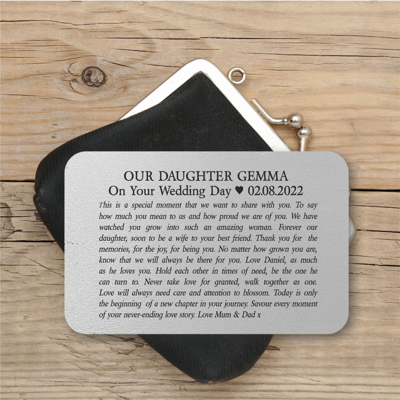 Daughter On Your Wedding Day Wallet Card PureEssenceGreetings
