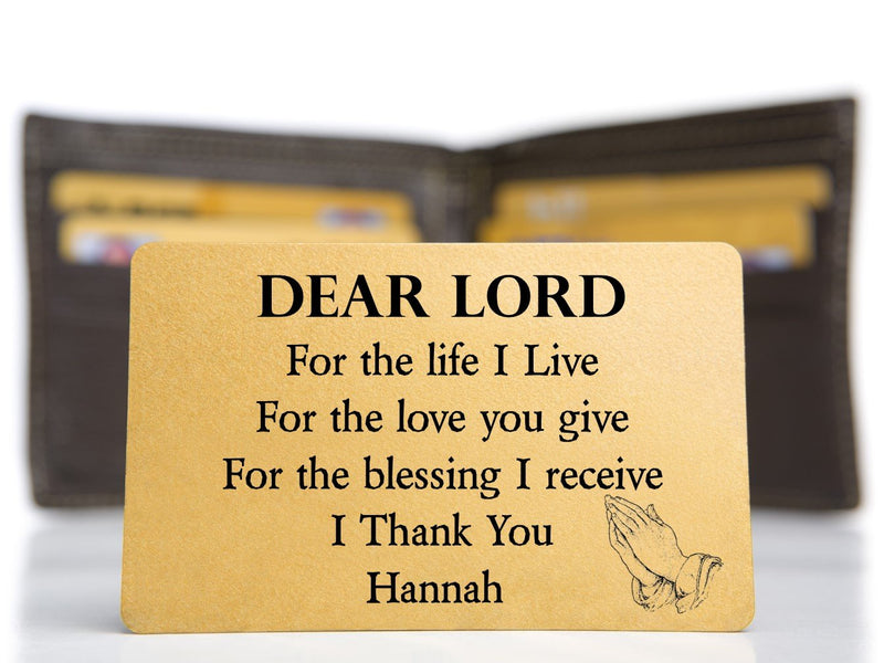 Personalised Prayer Wallet Card - Dear Lord Thank You - PureEssenceGreetings