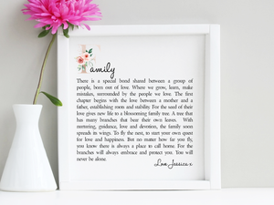 Family Personalised Boxed Framed Poem - PureEssenceGreetings
