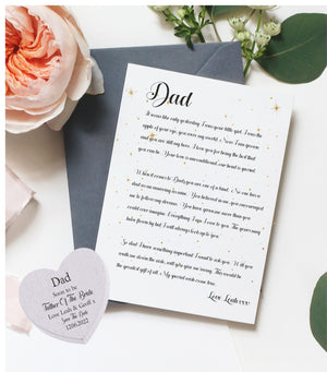 Save the Date Father of the Bride to Be Poem Print Heart Token PureEssenceGreetings