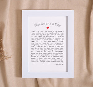 Forever and a Day Personalised Mounted Love Poem Card PureEssenceGreetings