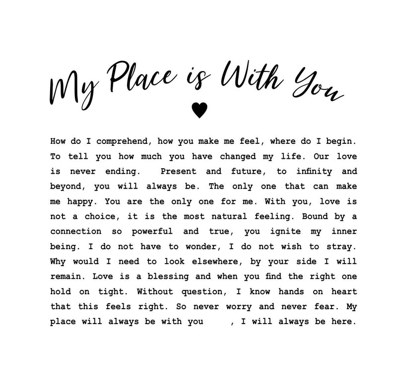 My Place is With You Personalised Mounted Love Poem Card PureEssenceGreetings 