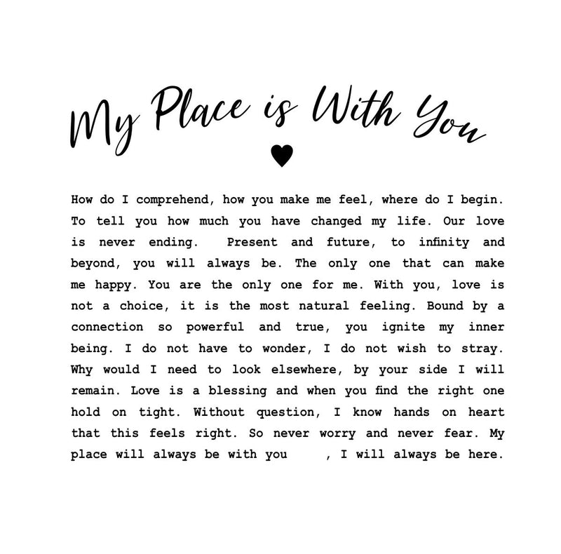 My Place is With You Personalised Mounted Love Poem Card PureEssenceGreetings