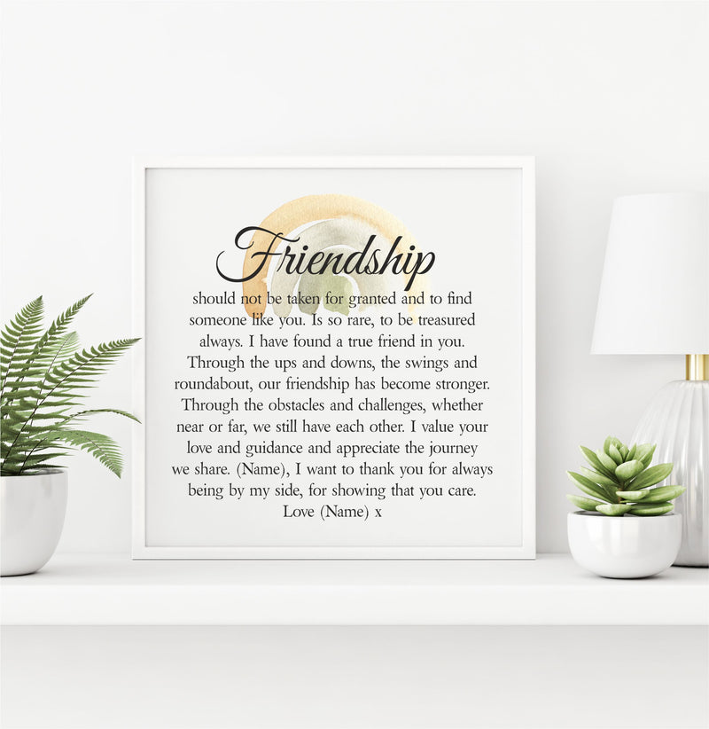 Friendship Personalised Poem Print | Framed | Unframe PureEssenceGreetings