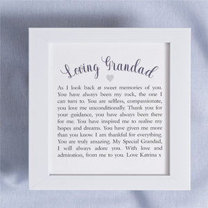 Grandad Personalised Poem Keepsake Card PureEssenceGreetings 