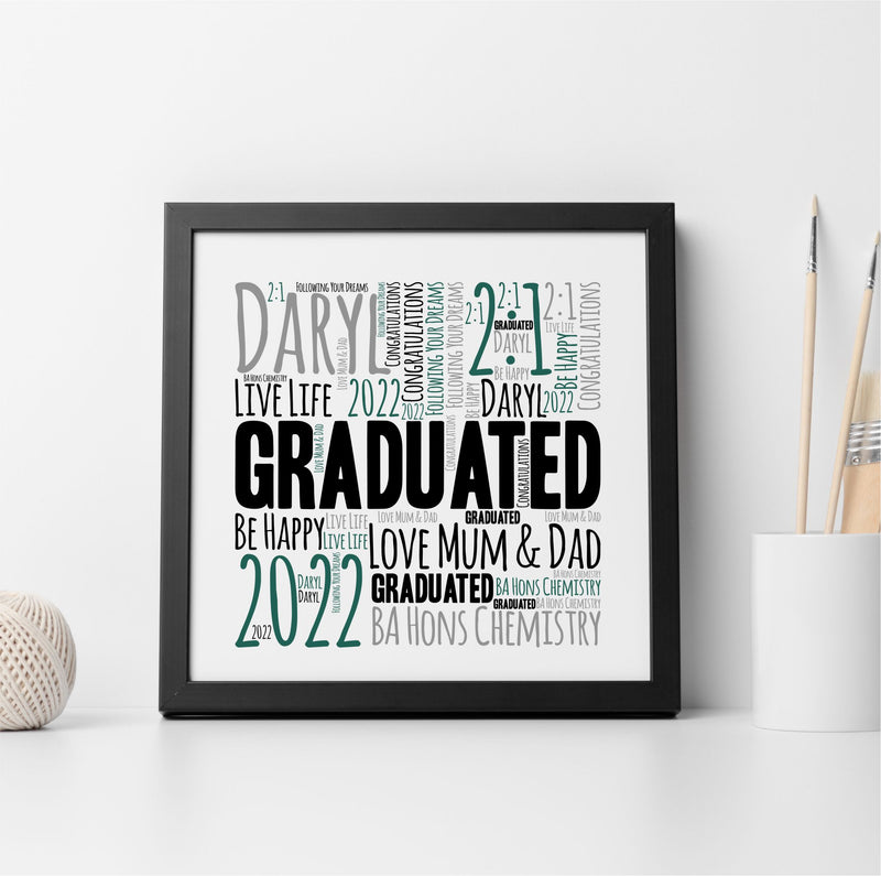 GRADUATION Desktop Framed WordArt Print - Own Text PureEssenceGreetings