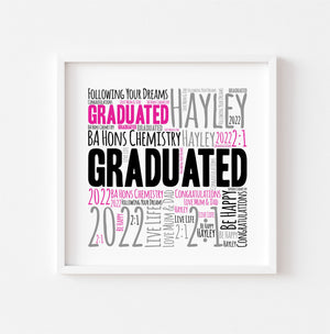 GRADUATION Desktop Framed WordArt Print - Own Text PureEssenceGreetings