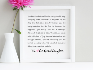 Grand Daughter Box Framed Poem - PureEssenceGreetings