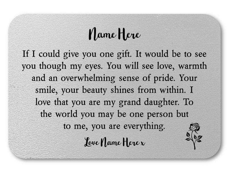 Personalised Grand Daughter Keepsake Wallet Card - PureEssenceGreetings