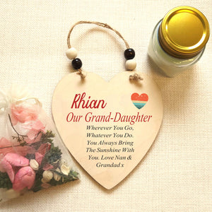 Grand Daughter Personalised Heart Plaque PureEssenceGreetings 