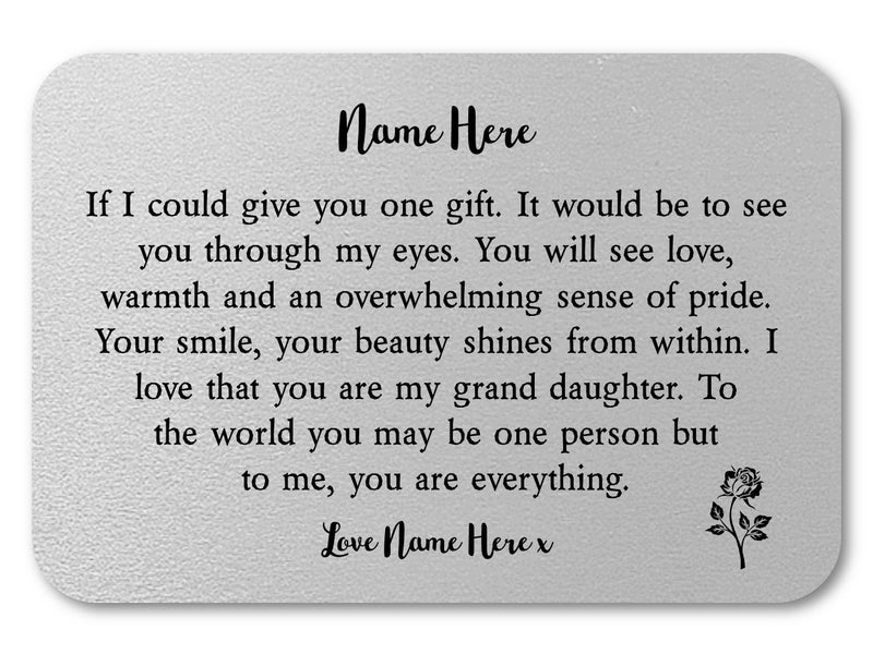 Daughter Personalised Keepsake Wallet Card - Silver