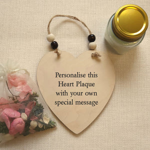 Personalised Wooden Heart Plaque | Own Text PureEssenceGreetings 