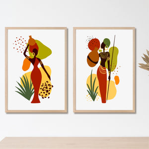 Abstract Ethnic African Lady Wall Art | Set of 2 PureEssenceGreetings