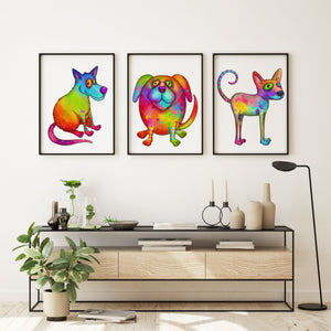 Colourful Dog Rainbow Design Print | Set of 3 PureEssenceGreetings