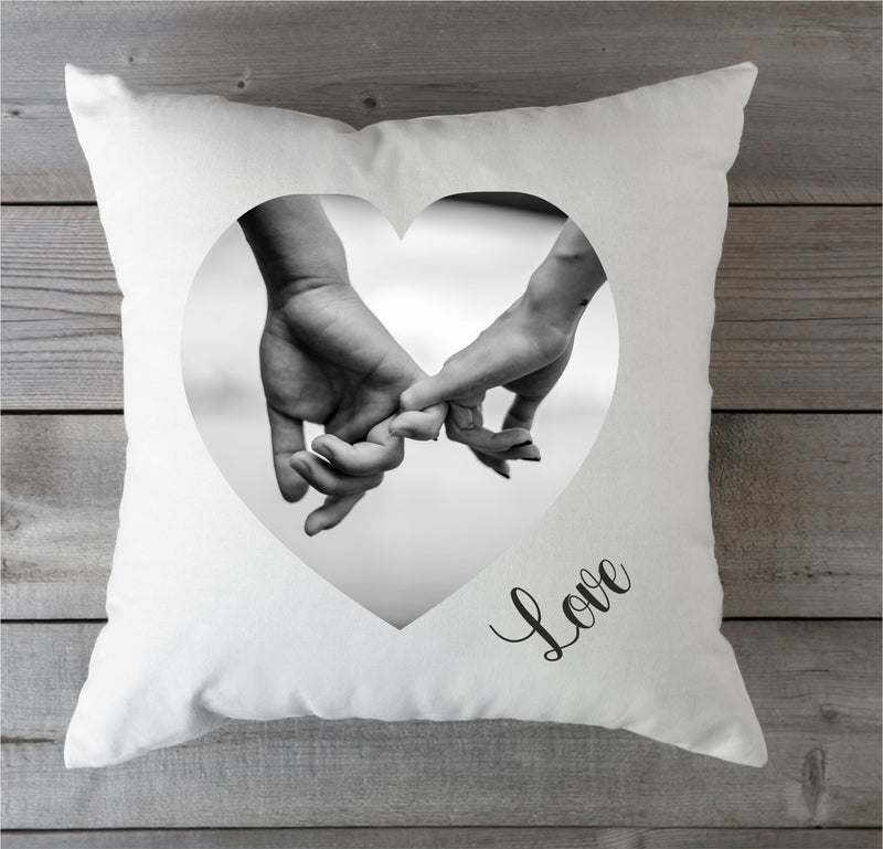 Personalised Faux Silk Photo Collage Cushion | Heart Design PureEssenceGreetings