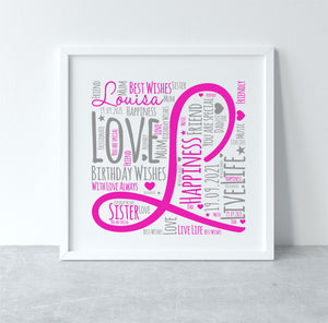 Initial Personalised WordArt Print PureEssenceGreetings
