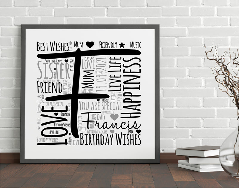 Initial Personalised WordArt Print PureEssenceGreetings