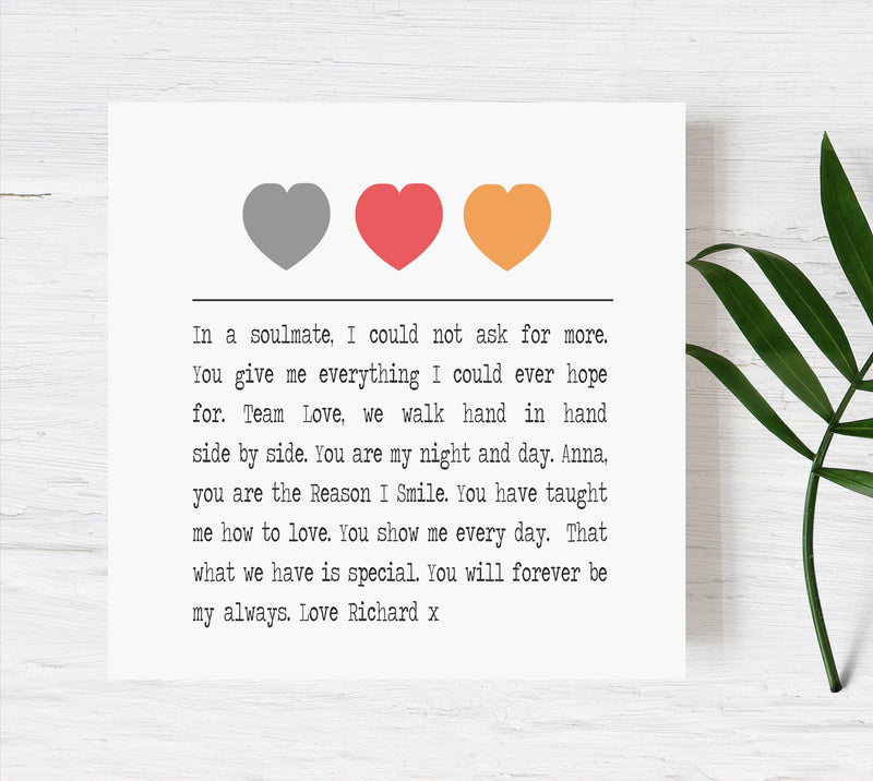 I Smile Personalised Love Poem Print PureEssenceGreetings