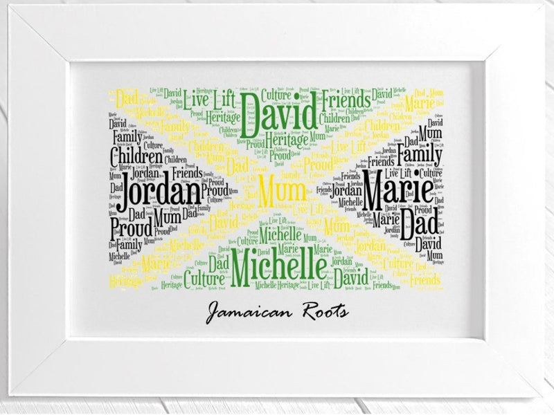 Jamaican Flag Personalised Framed Word Art Print - PureEssenceGreetings 