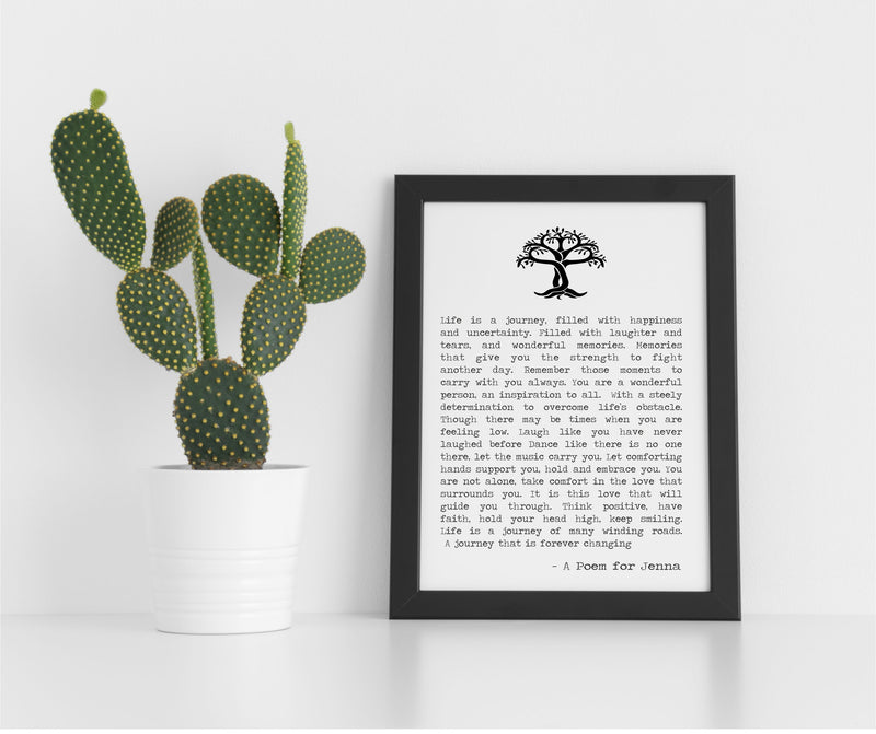 Bedside Inspirational Framed Poem | Life Journey | Unframed |Framed PureEssenceGreetings