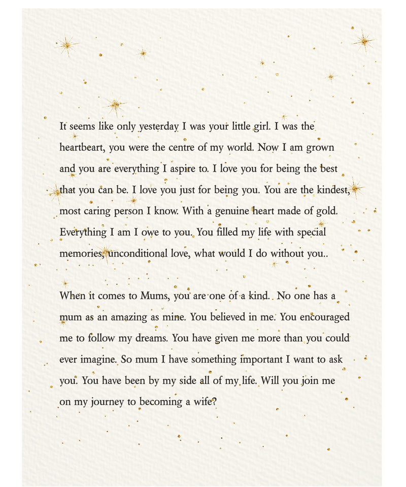 Save the Date Personalised Mother of the Bride to Be Poem Print & Heart Token PureEssenceGreetings