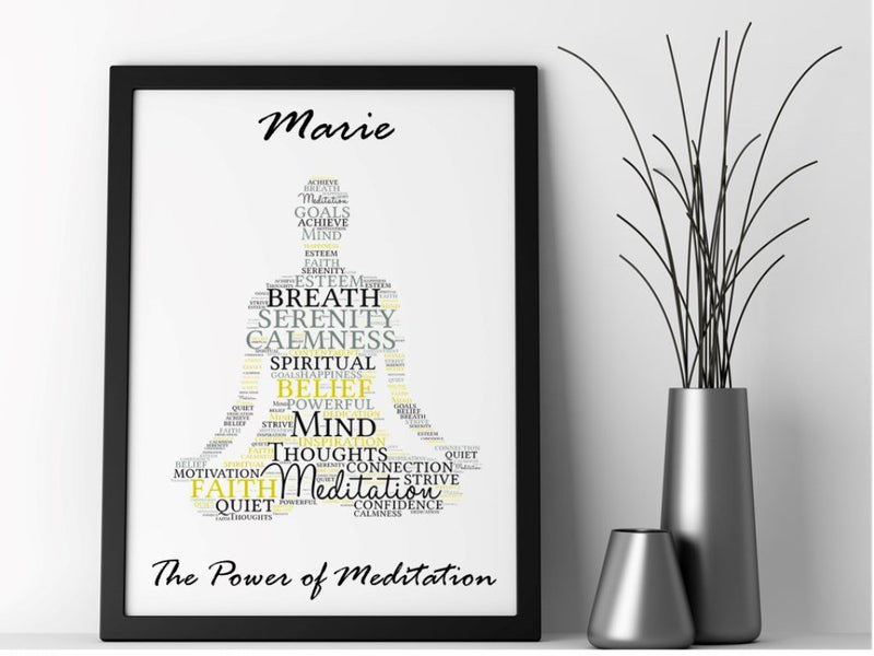 Meditation Personalised Framed Word Art - PureEssenceGreetings